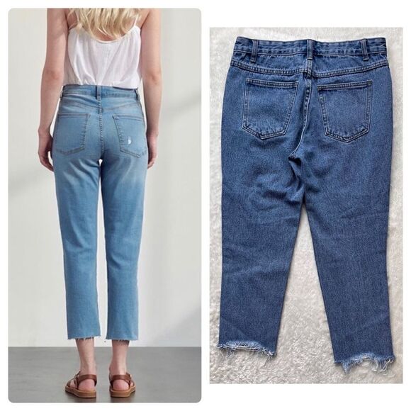 MUSELOOKS High Rise Distressed Raw Hem Cropped Jeans, Size Small - Picture 2 of 14
